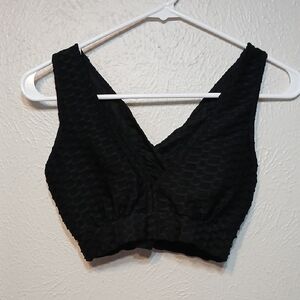 🧡Black Textured Crop Top